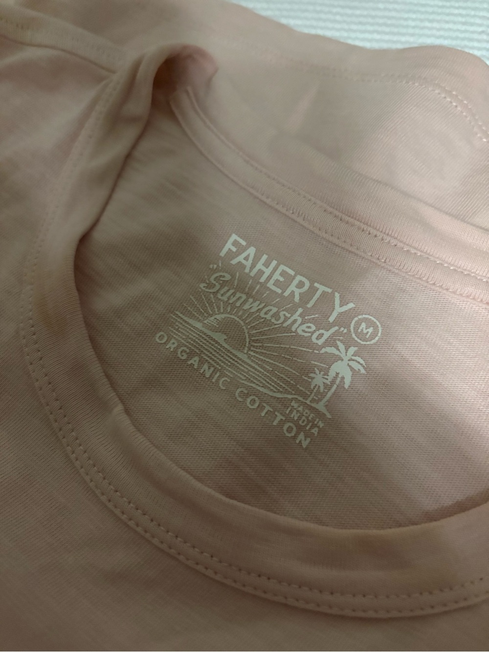 Faherty Sunwashed Organic Cotton Tee Blush Pink Womens M
